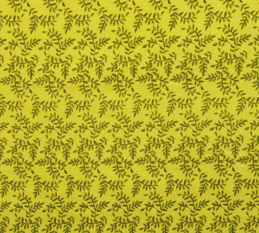 Fresh Fusion "Small Green Leaf" Legacy Studio - Chartreuse Fabric with Small Green Leaf Pattern