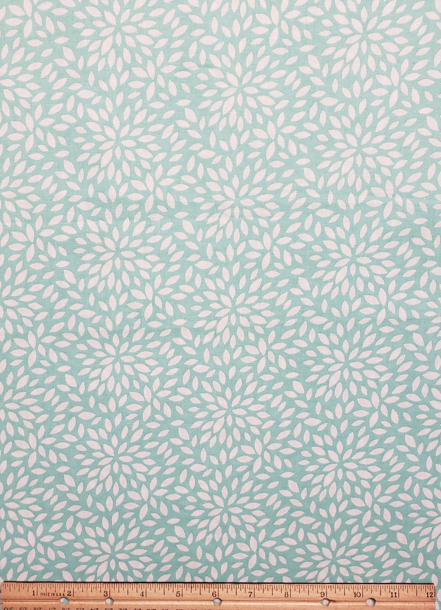 Designed and Produced Exclusively for JoAnn Fabric and Craft Stores - Aqua Fabric with White Chrysanthemum Print