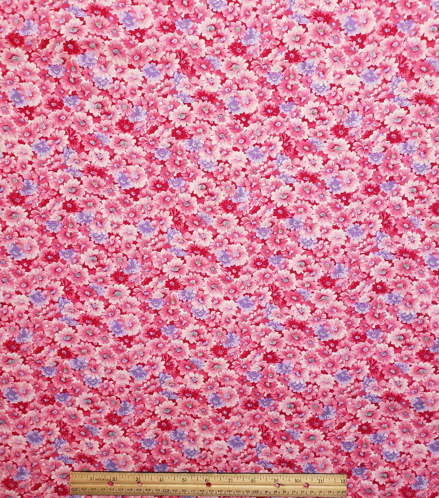 Bright Pink and Lavender Floral Print Fabric