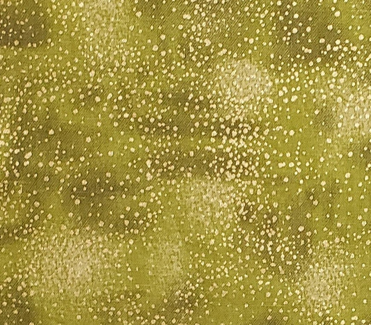 EOB - Keepsake Calico Quilt Fabric Exclusive for JoAnn Fabric and Craft Stores - Tonal Olive Fabric with Metallic Gold Speckling