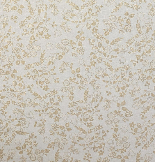 Reproduction Style Oatmeal Tone-on-Tone Fabric with Flower and Vine Print