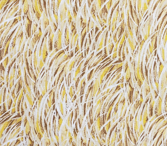 Classic Cottons 2003 - Dark Yellow Fabric with White / Brown / Tan Grass Print