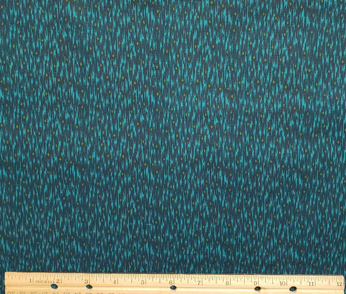 Classic Cottons 2003 - Dark and Bright Teal Fabric with Dark Olive Green Diamonds