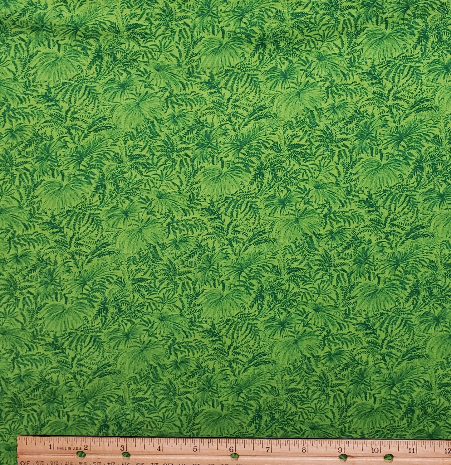 Bright Green Fabric / Dark Green Leaf Print