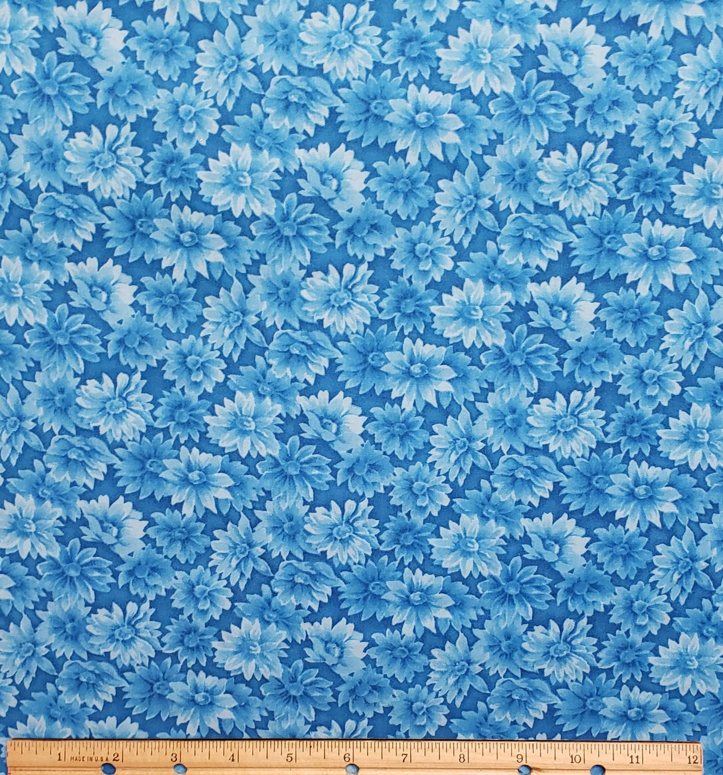 Fabric Traditions 2004 NTT, Inc. - Bright Blue Fabric / Tone-on-Tone Flower Print