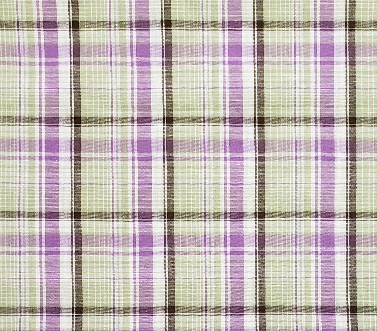 Purple and Green Plaid Fabric - Selvage to Selvage Print