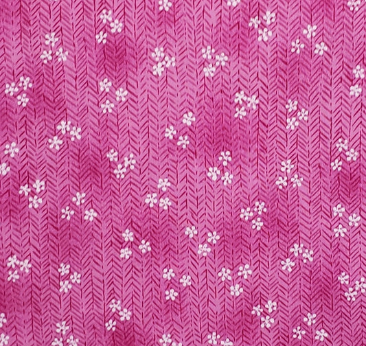 Designed and Produced Exclusively for JoAnn Fabric and Craft Stores - Bright Pink Tonal Fabric / Dark Pink Pattern and White Flower Print