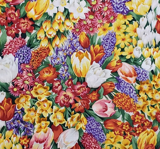 Fabric Innovations Screen Print D#108 Springtime Bouquets - Bright Spring Floral Fabric