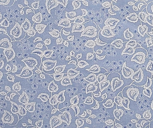 Fabric Traditions 2007 - Light Blue Fabric / Blue and White Flower and Leaf Print