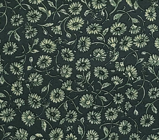 Textile Arts & Film, Inc.  - TAF - Dark Green Fabric / Green Tonal Flower Print