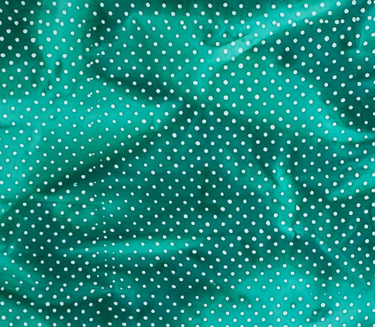 BATIK - Dark and Light Green Patterned Fabric with White Spots