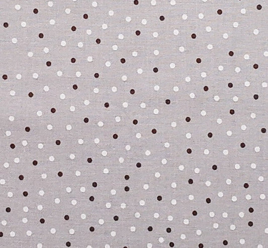 Keepsake Calico Quilt Fabric Exclusive for JoAnn Fabric and Craft Stores - Light Gray Fabric / White and Dark Brown Dots