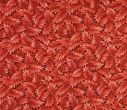 Concord Fabrics - Dark Red Fabric / Tonal Leaf Print