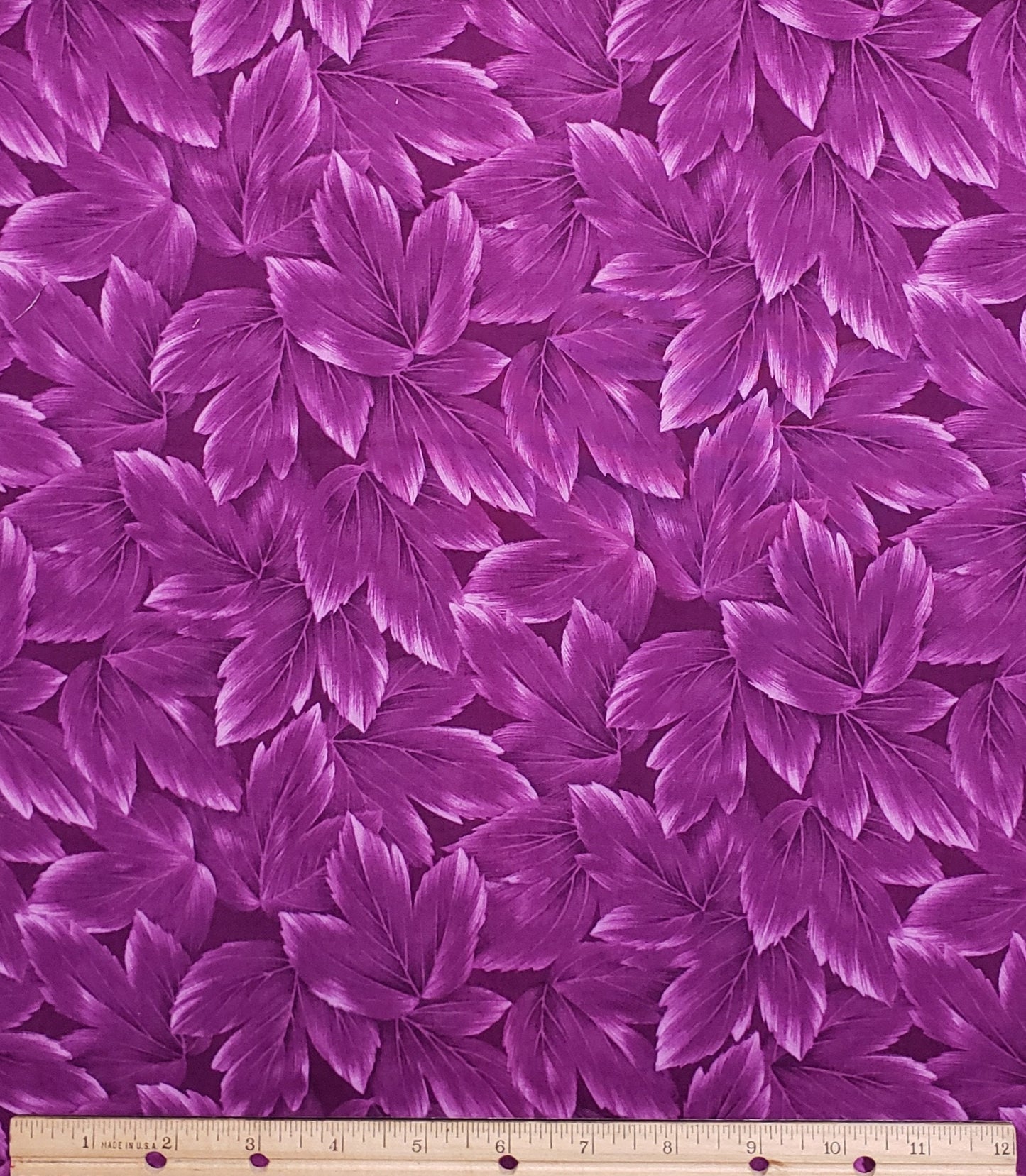 Seattle Bay Fabrics 2003 Design# KF-762 - Dark Raspberry Tonal Leaf Print Fabric