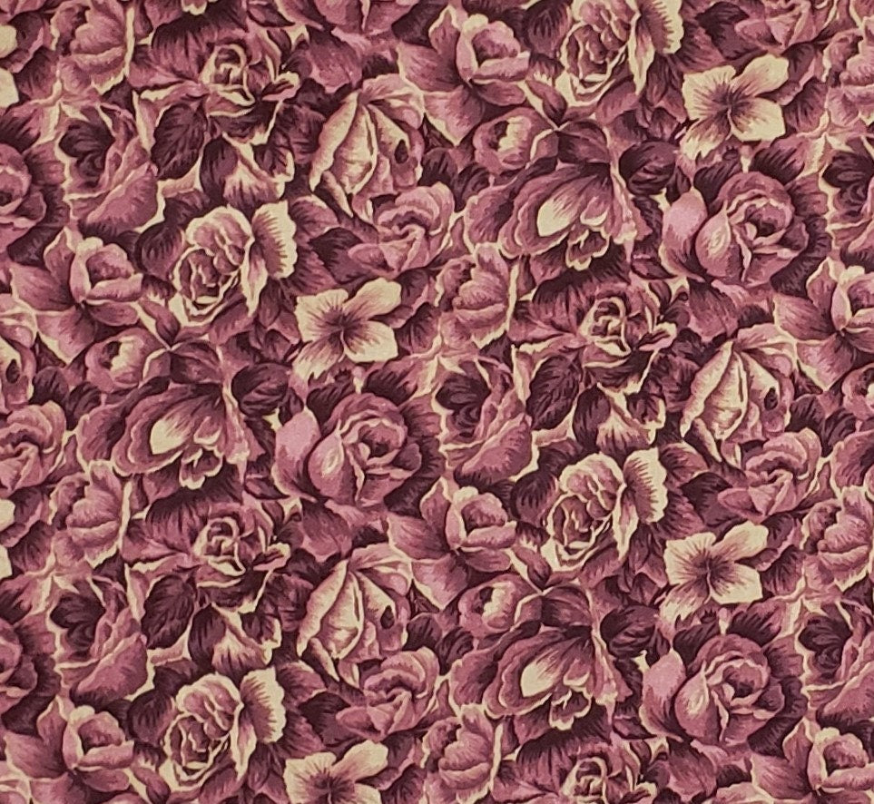 Classic Cottons 2002 - Wine Colored Fabric / Tone-on-Tone Rose Print