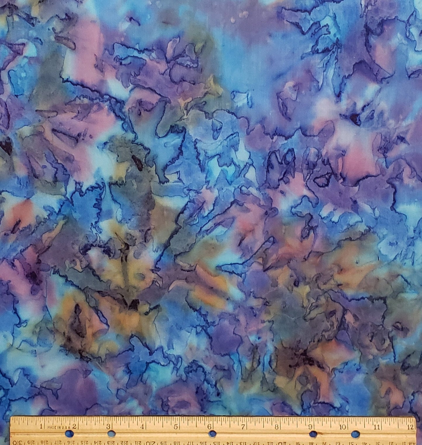 BATIK - Bright Blue / Lavender / Gold Patterned Fabric