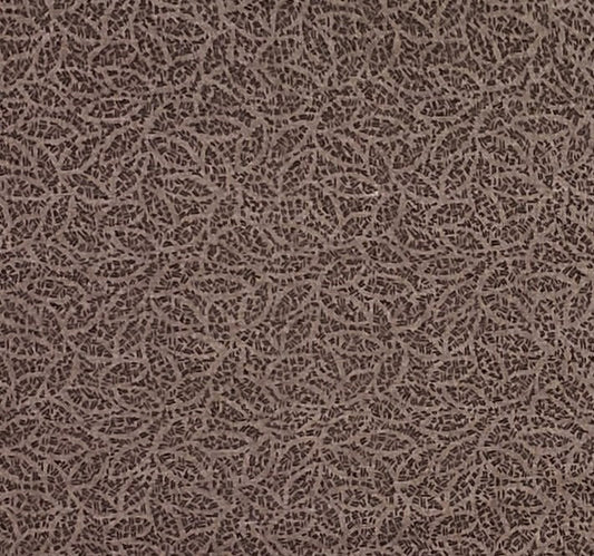 Colonial Style Black "Crosshatch" Leaf Pattern on Brown Fabric