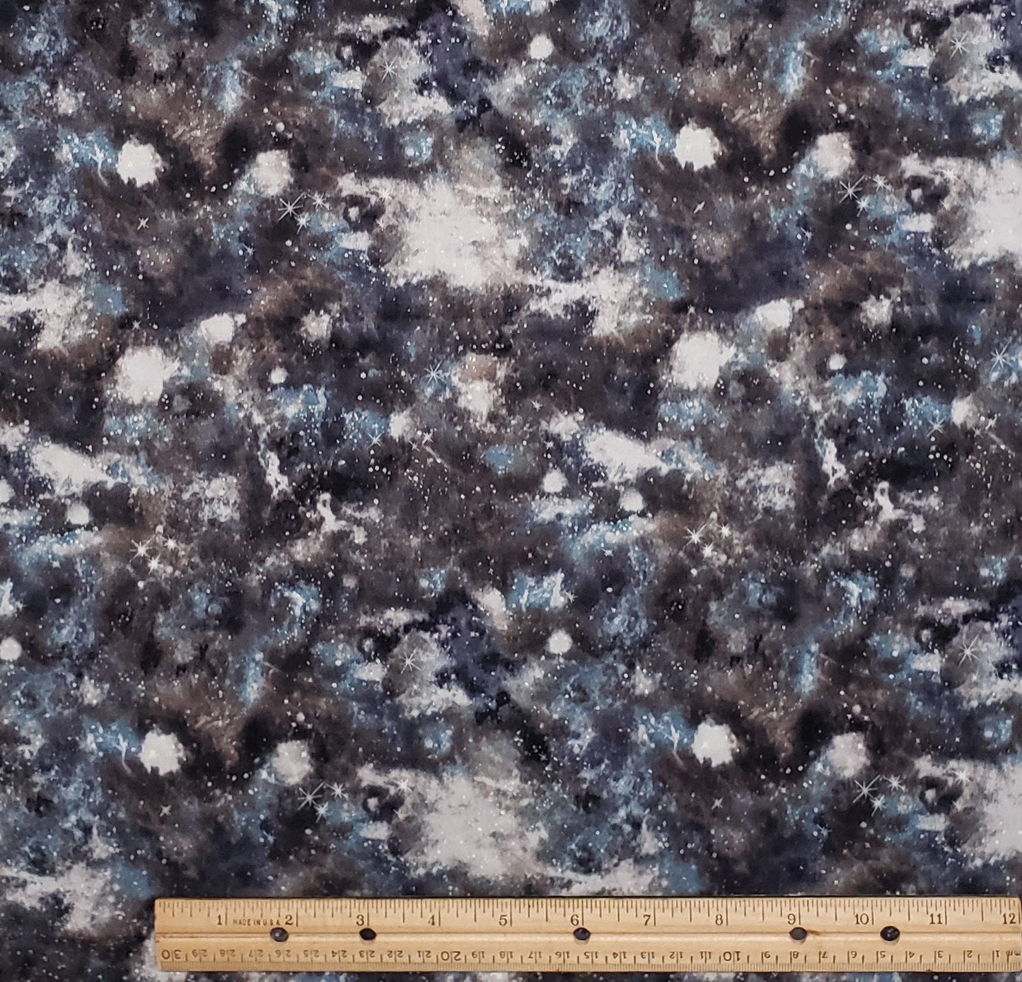 Designed and Produced Exclusively for JoAnn Fabric and Craft Stores - Black, Tan, Cream "Sky" Fabric / White Starbursts