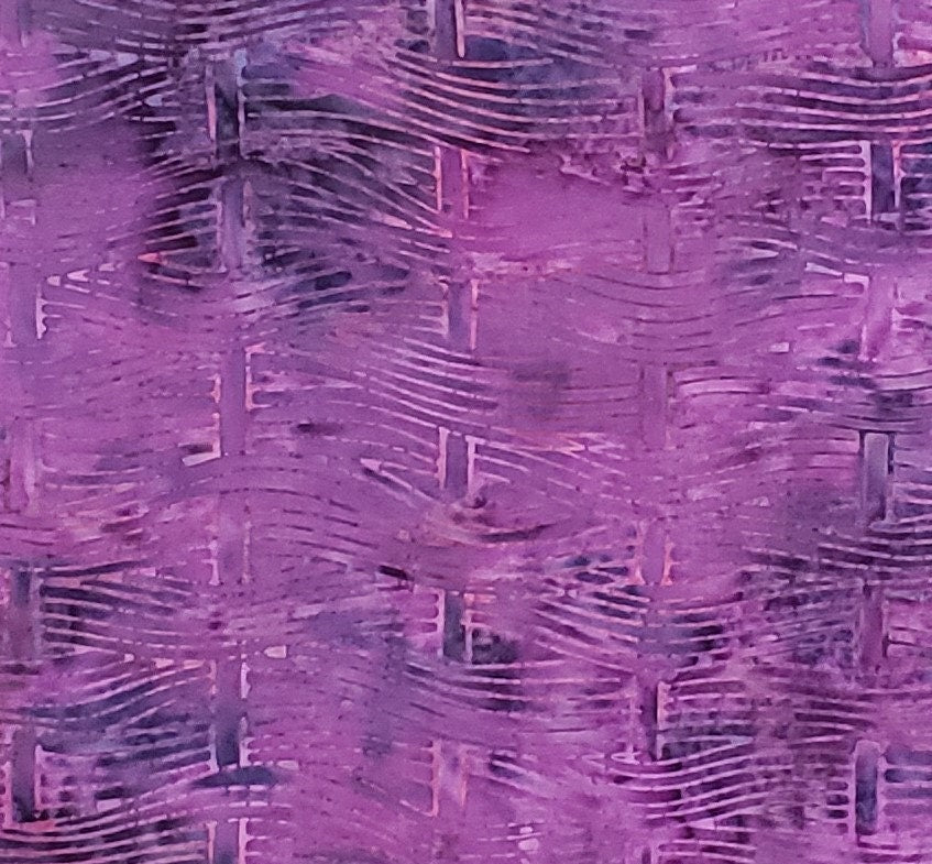 BATIK - Dark Purple / Magenta / Purple "Basketweave" Pattern Fabric