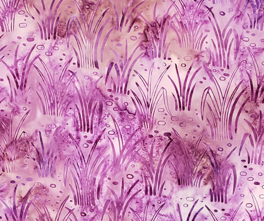 BATIK - Bright Purple / Brown "Grass" Pattern Fabric