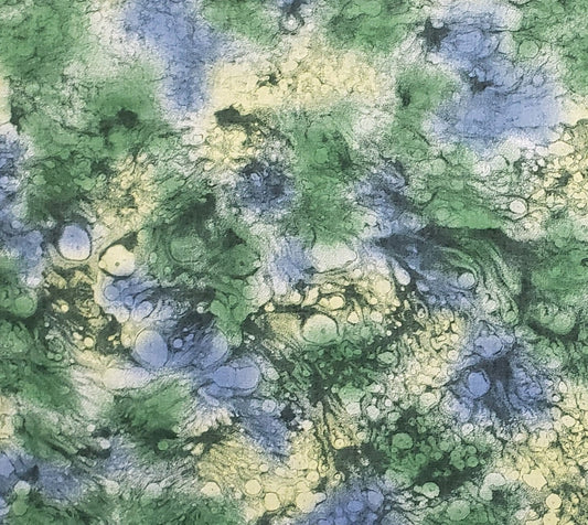 BATIK - Green / Dark Green / Slate Blue / Chartreuse Fabric