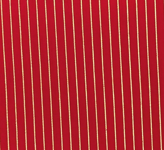 Printed Exclusively for Jo-Ann Stores - Red Fabric / Gold Metallic Pinstripe