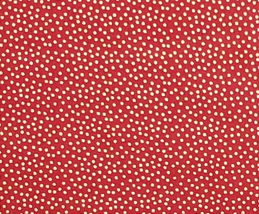 Designed and Produced Exclusively for JoAnn Fabric and Craft Stores - Deep Red Fabric / Gold Metallic Dots