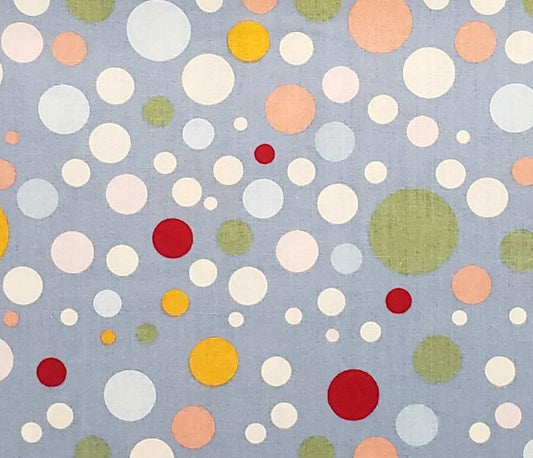 Designed and Produced Exclusively for JoAnn Fabric and Craft Stores - Blue/Gray Fabric / Multi-Sized Retro-Style Dot Print