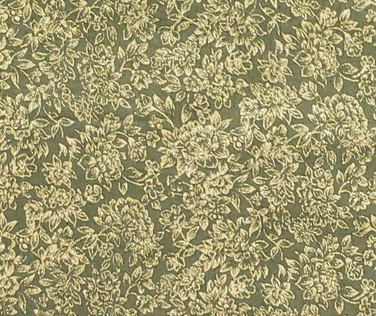 Fabric Traditions 2009 - Dark Olive Green Fabric / Gold Metallic Floral Pattern