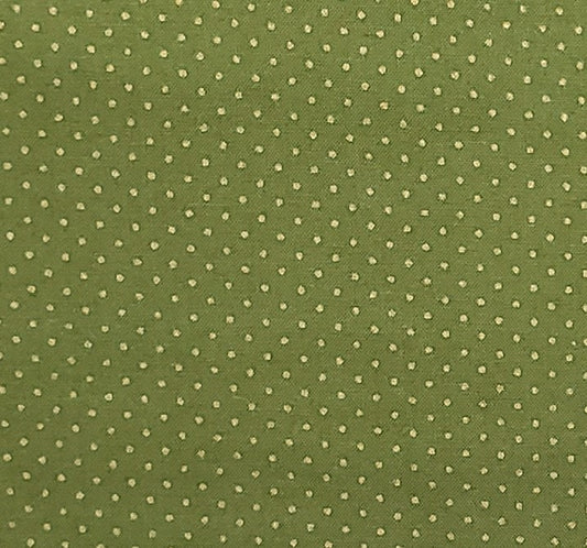 EOB - Designed and Produced Exclusively for JoAnn Fabric and Craft Stores - Olive Green Fabric / Gold Metallic Dots