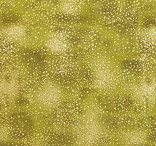 Keepsake Calico Quilt Fabric Exclusive for JoAnn Fabric and Craft Stores - Chartreuse Tonal Fabric / Gold Metallic Dots