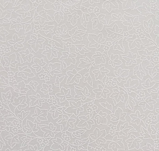 Wamsutta OTC - Soft White Fabric / White Flower, Leaf and Vine Print