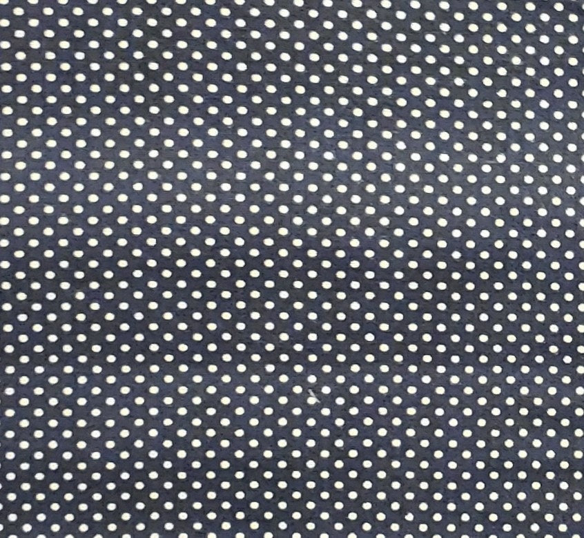 Dark Blue Fabric / White Pindot - Selvage to Selvage Print