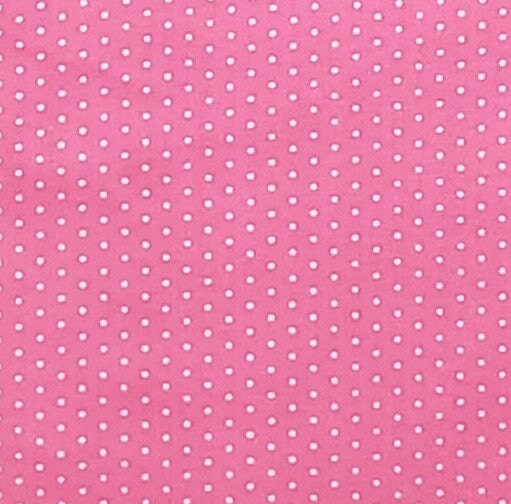 Medium Pink Fabric / White Pin Dots - Selvage to Selvage Print