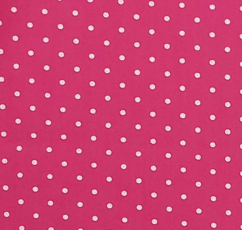 Pink Polka Dot Fabric - Selvage to Selvage Print