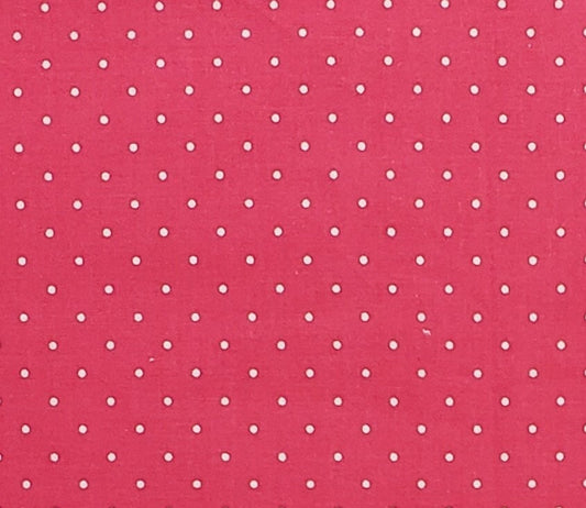 Dark Pink Fabric / White Polka Dot - Selvage to Selvage Print