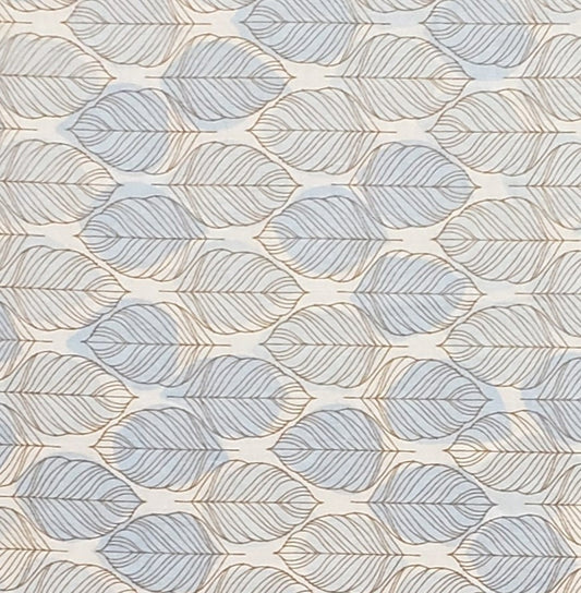 Designed and Produced Exclusively for JoAnn Fabric and Craft Stores - White Fabric / Blue Tonal and Brown Pattern