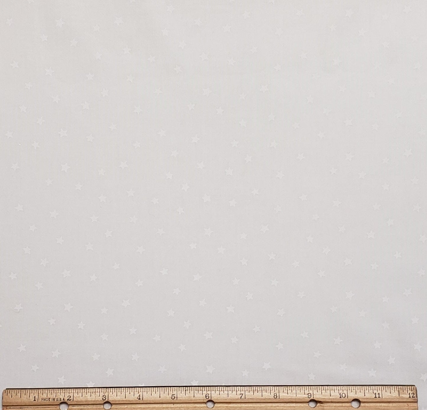 White Fabric / Tone-on-Tone White Stars - Selvage to Selvage Print