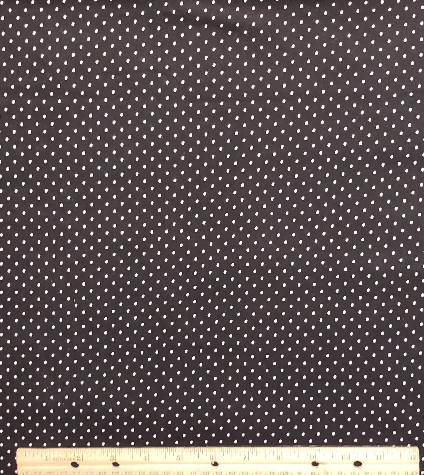 Black Fabric / White Tiny Polka Dot Print - Selvage to Selvage Print