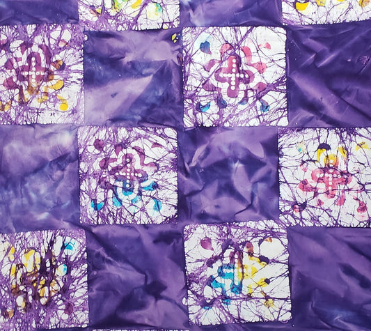 BATIK - Patchwork in Shades of Purple / Turquoise / Yellow / Orange / Pink