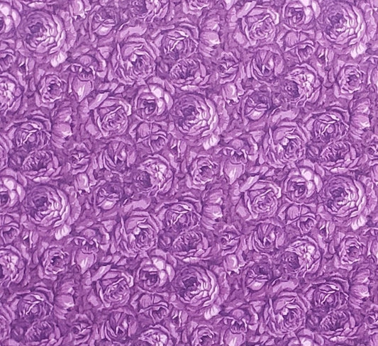 EOB - Daisy Kingdom "Roses Roses" Springs - Purple Rose Print Fabric