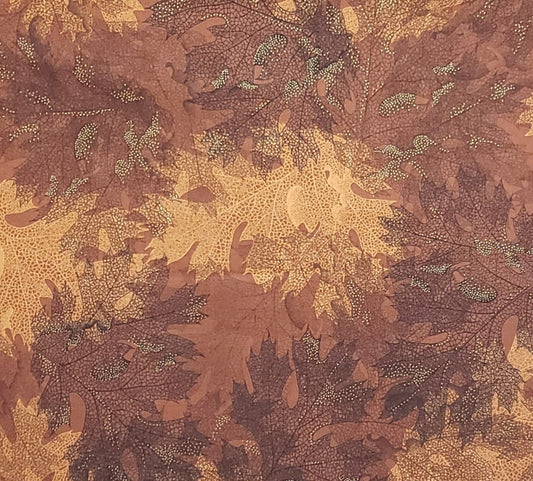 Indian Summer S#G9005 by Hoffman California International Fabrics - Brown Multi-Tonal Leaf Pattern Fabric