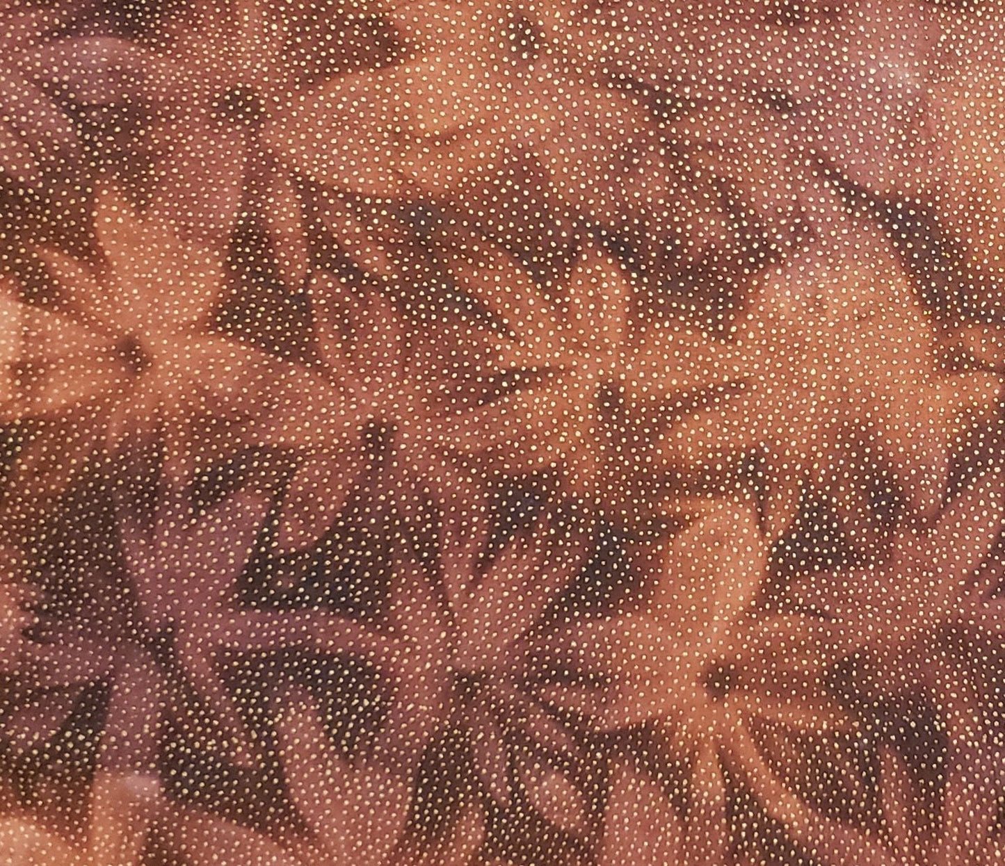 BATIK - Dark Brown Fabric / Dark Brown and Rust Flower / Metallic Gold Speckles