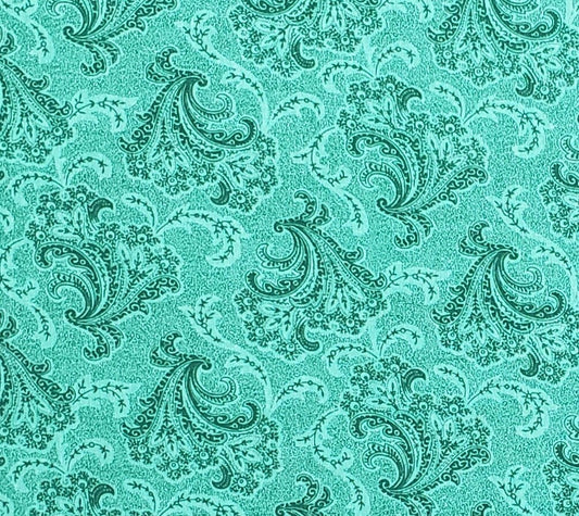 Green Tonal Fabric / Reproduction Style Darker Green Print - Selvage to Selvage Print