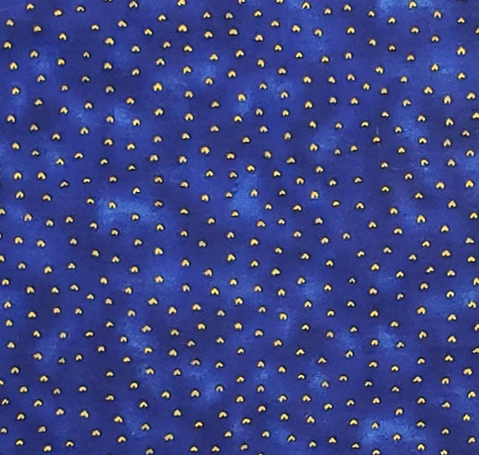 Designed and Produced Exclusively for JoAnn Stores - Dark Blue Tonal Fabric / Gold Heart Print