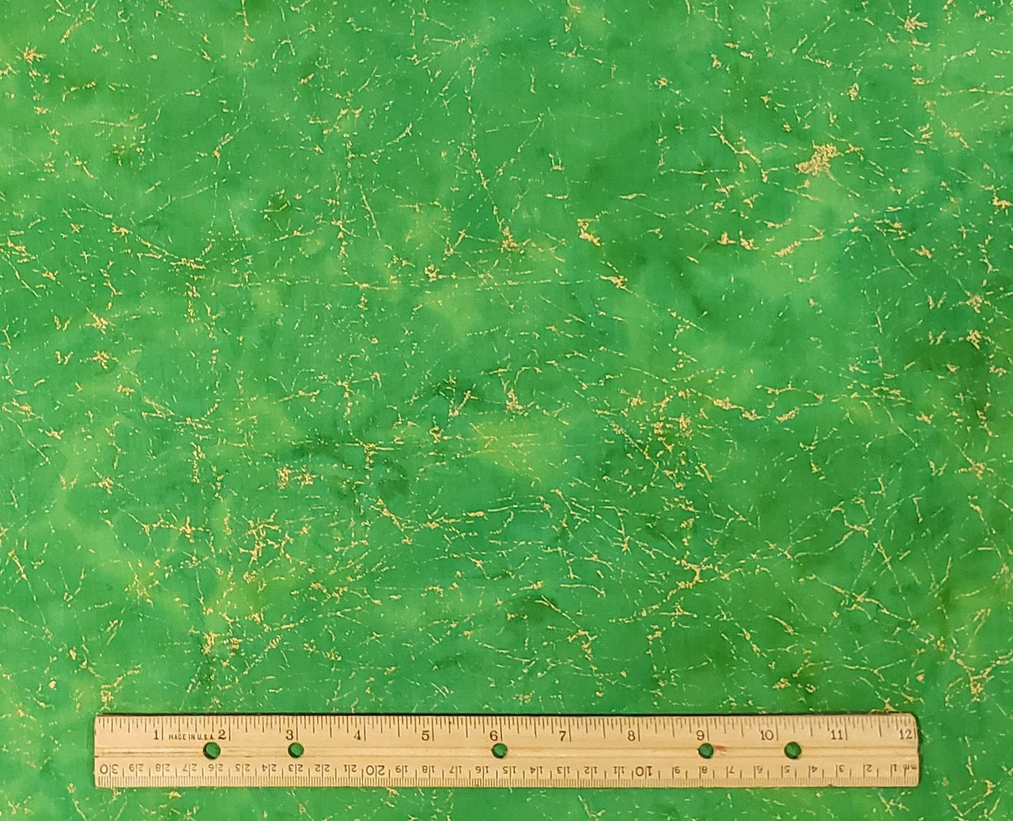 BATIK - Bright Green Tone-on-Tone / Gold Metallic Detail