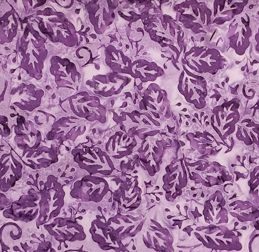 BATIK - Light Purple and Lavender Fabric / Dark Purple Leaf Pattern