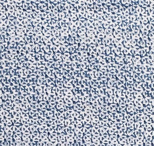 Designed by Beth Ann Bruske for David Textiles, Inc. - White Fabric / Slate Blue Tonal Print