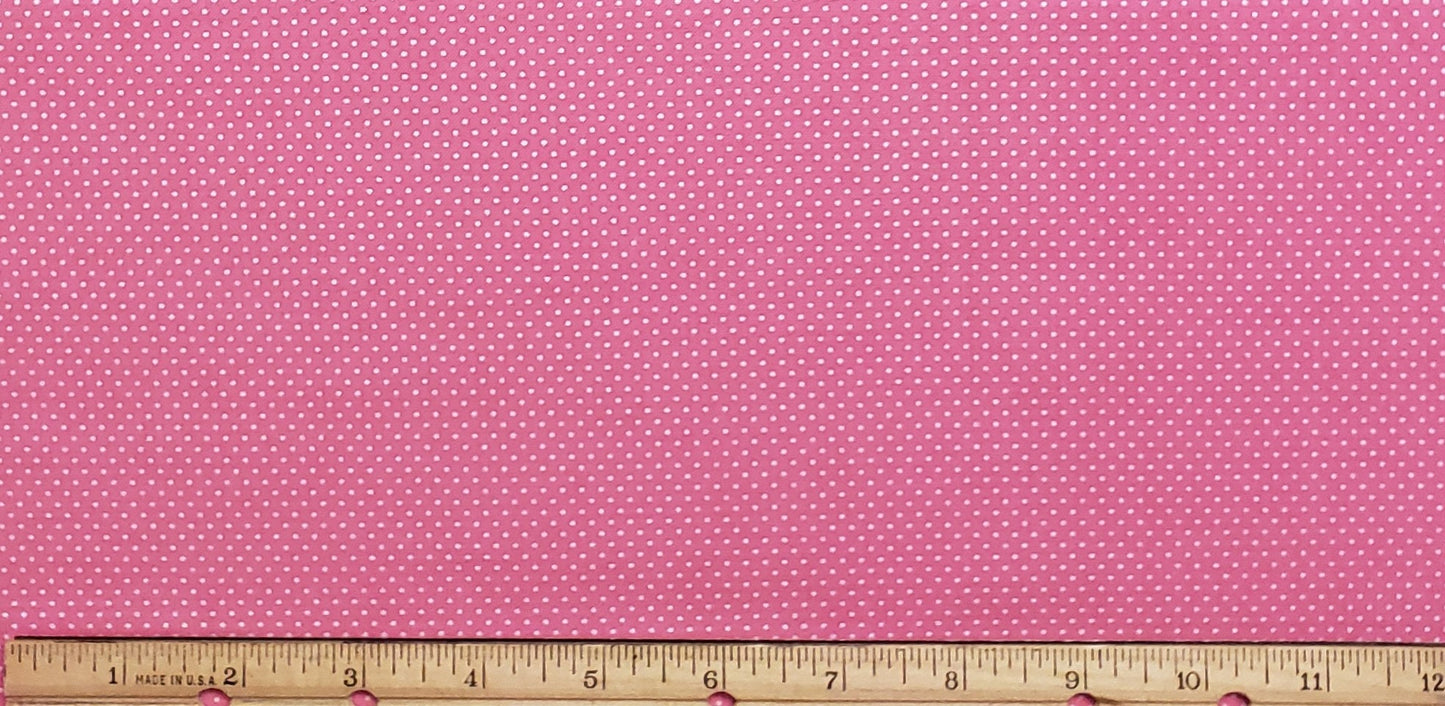 Dark Pink Fabric with White Pindots