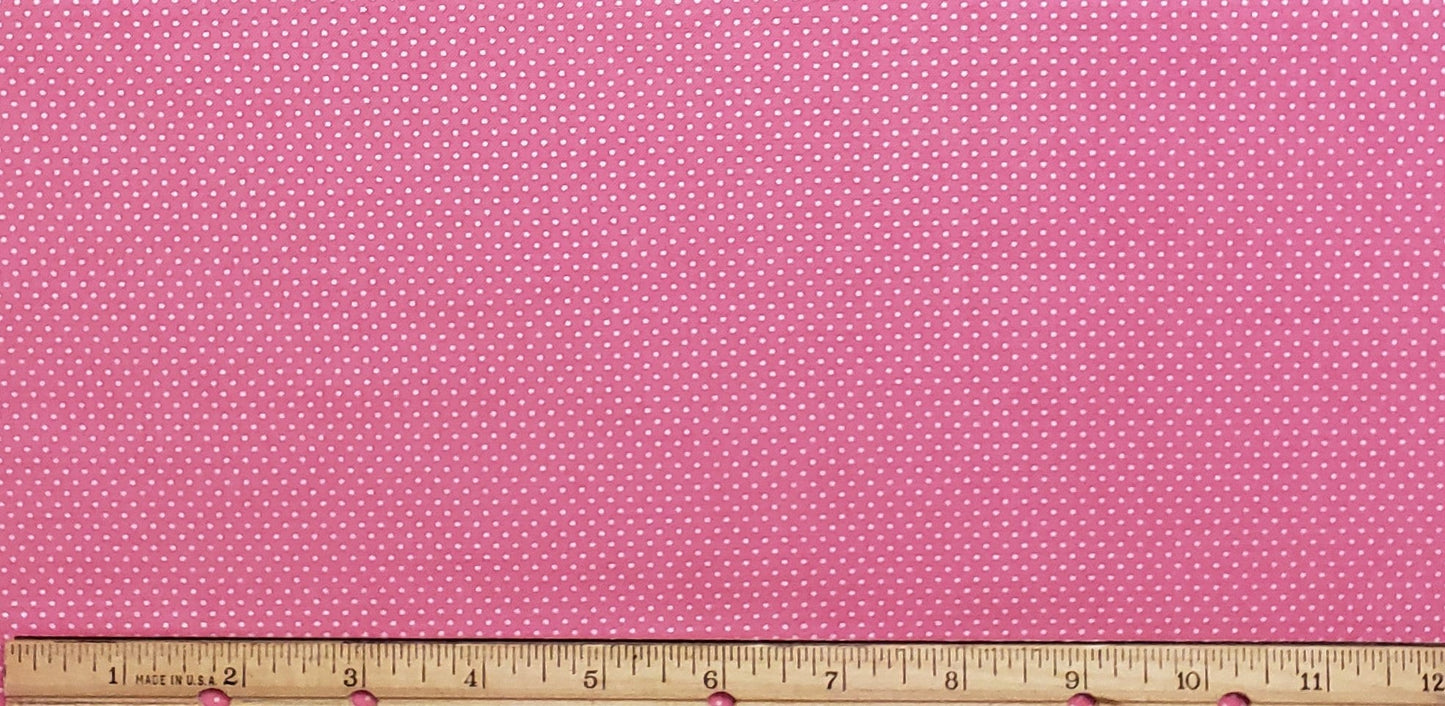 Dark Pink Fabric with White Pindots - HALF YARD